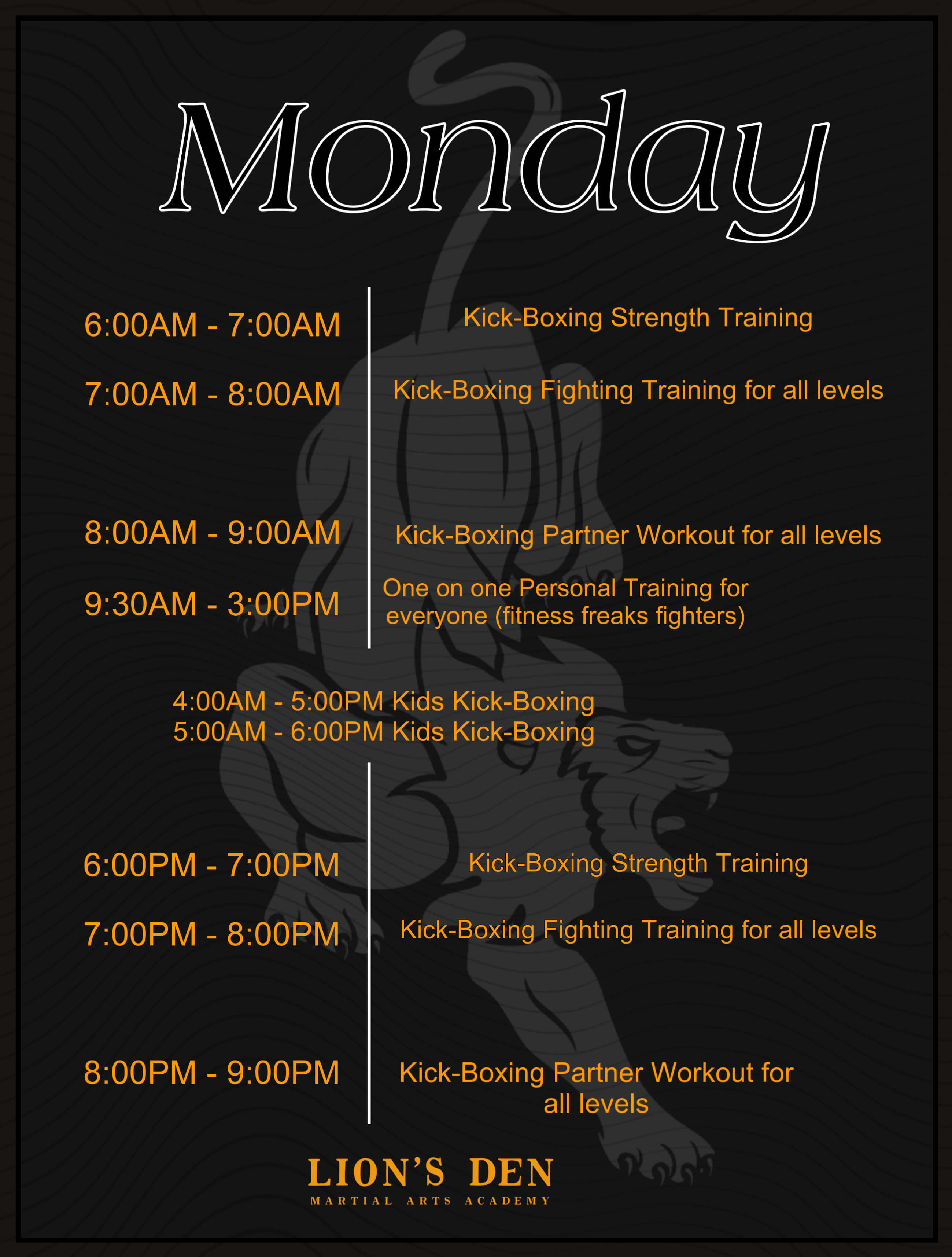 training schedule